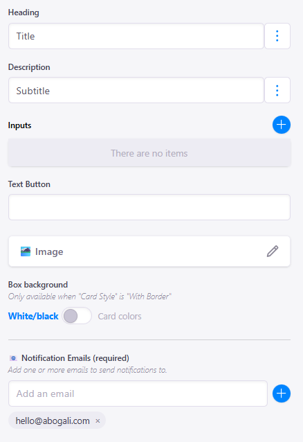General form options